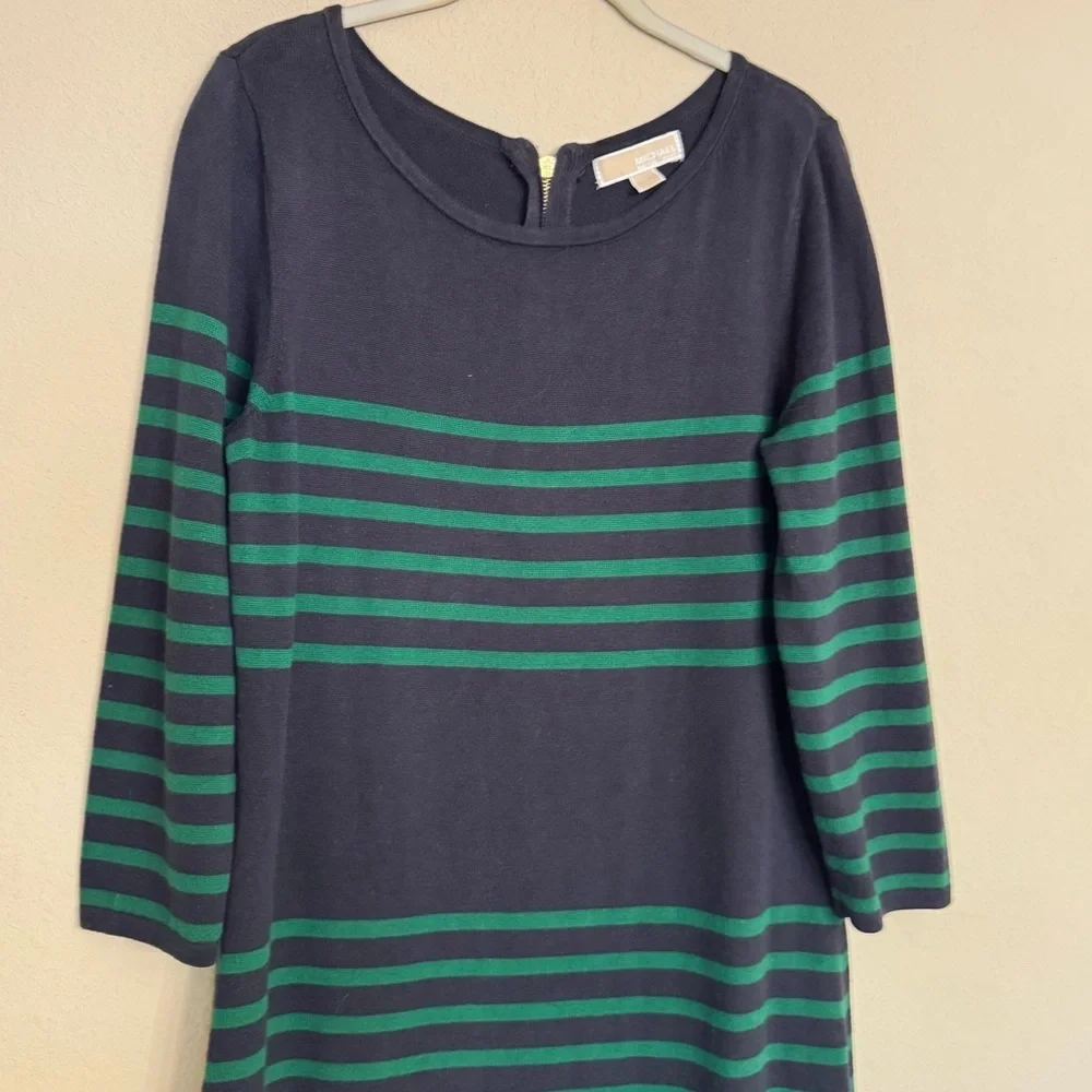 MICHAEL Michael Kors Striped Navy & Green Knit Dress Nautical Business Size L